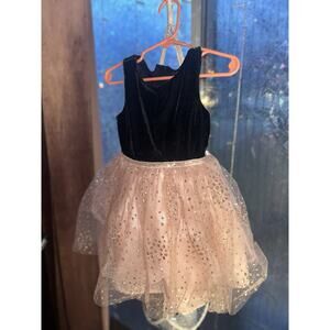Adorable Toddler Girl Party Dress Lilt Size 3T Black Velvet And Pink Sparkles